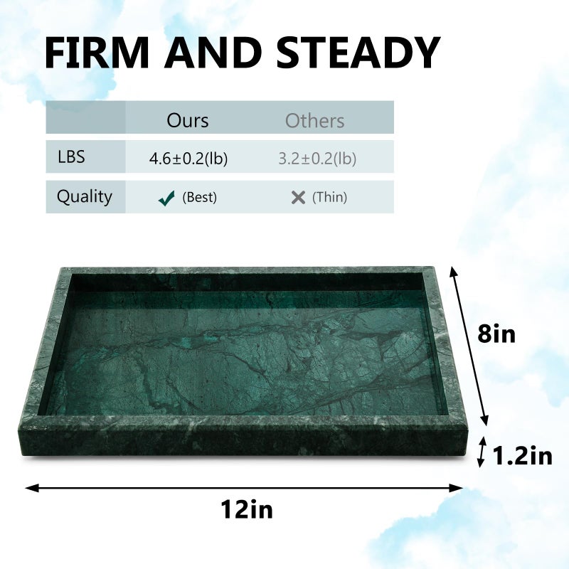 Zilukar Real Natural Marble Tray for Bathroom  Vanity  Kitchen and Desktop  Rectangle Genuine Marble Stone Tray for Jewelry  Cosmetics  Candles  Lotion  Perfume and Home Decor - Image 2